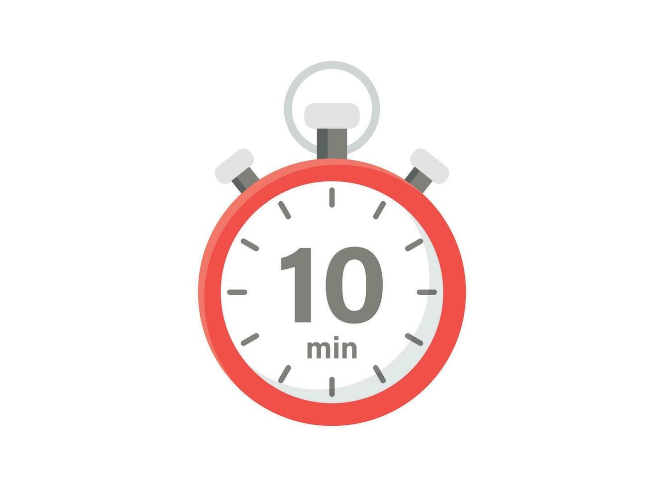 10 minutos en cronógrafo icono en plano estilo. reloj cara Temporizador vector ilustración en aislado antecedentes. cuenta regresiva firmar negocio concepto.