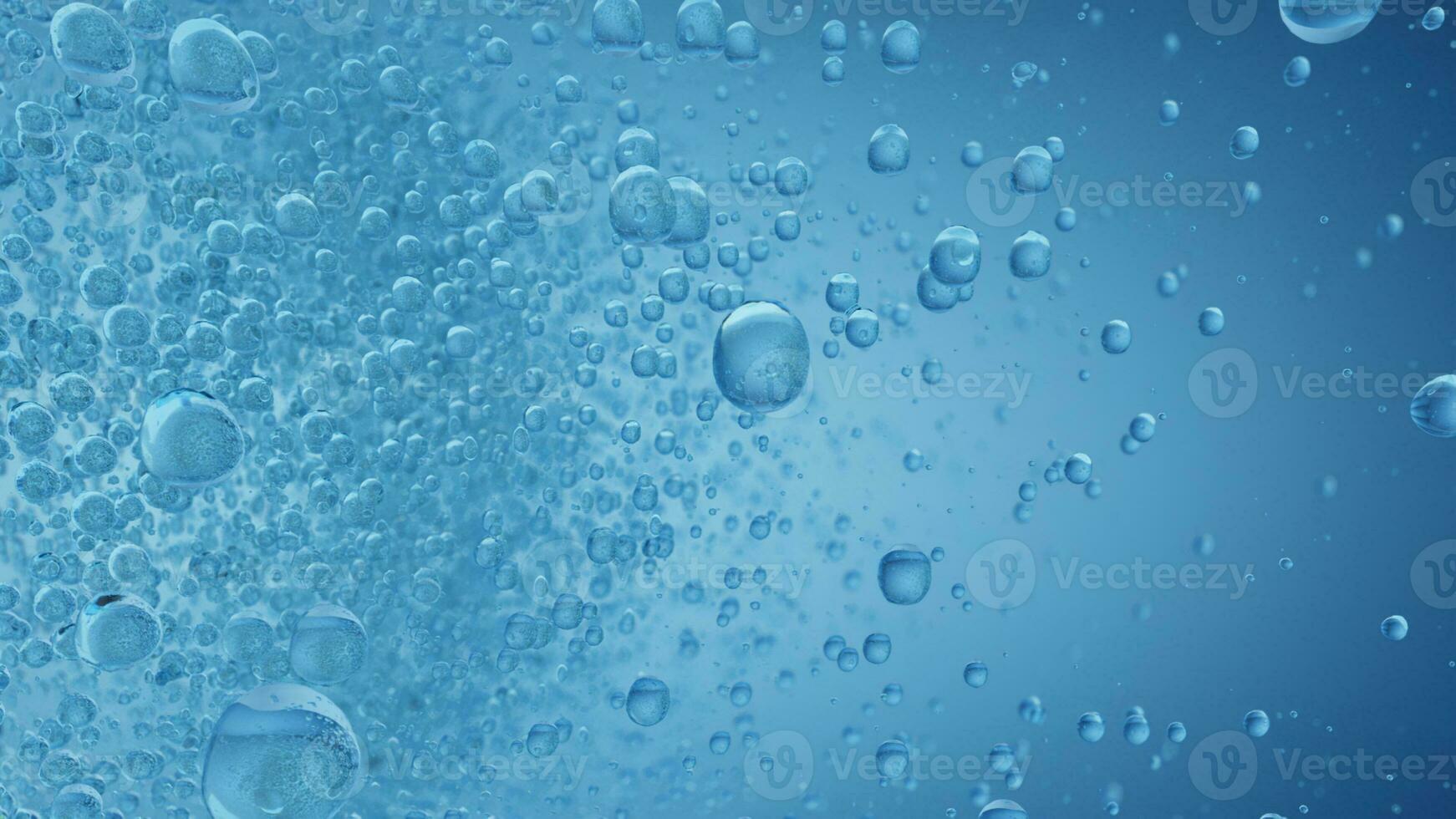 Sparkling Fizz Bubbles on Blue Background - Shallow Depth of Field photo