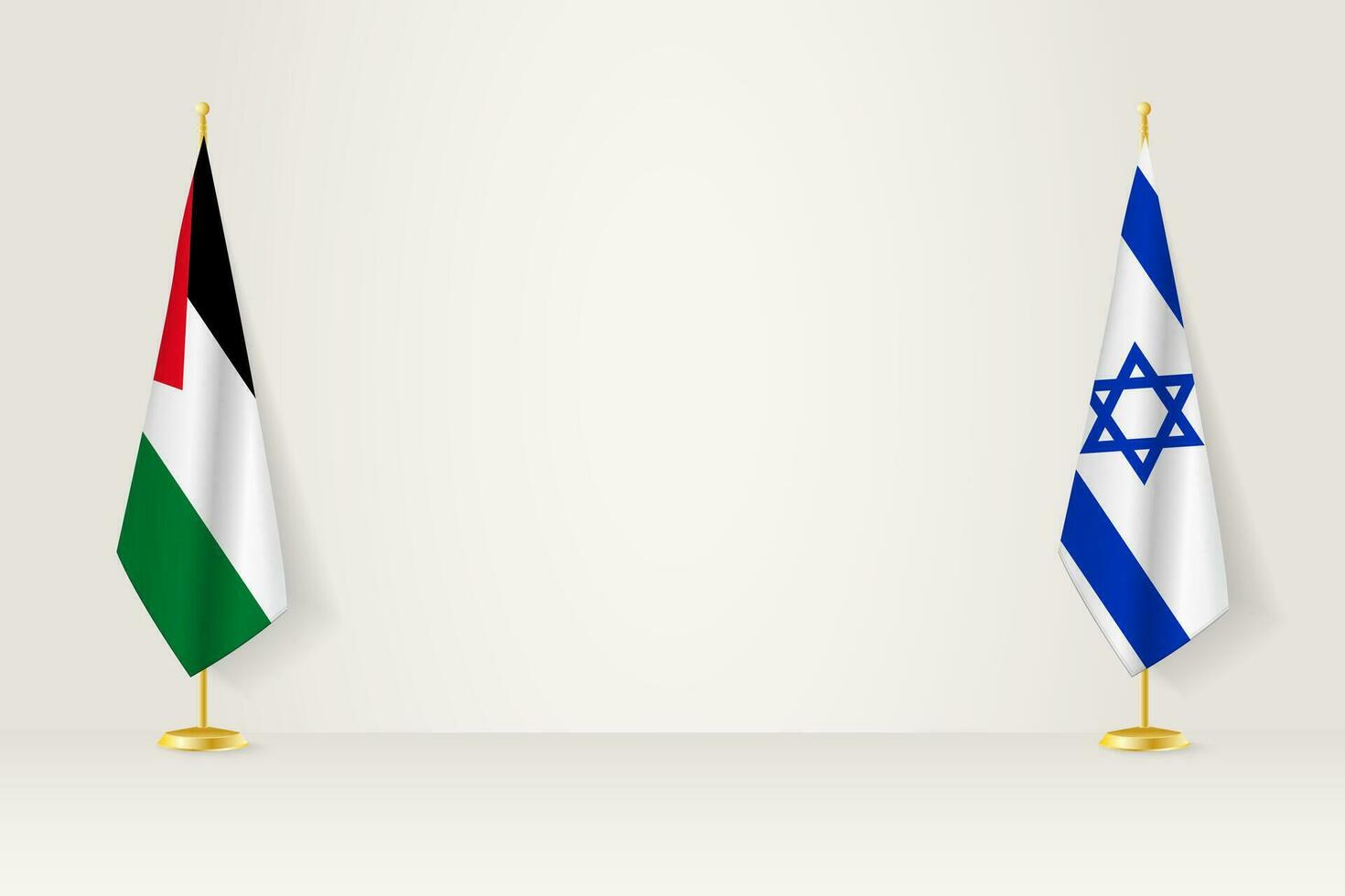 Palestine and Israel flag on indoor flagpole, meeting concept between Israel and Palestine. vector