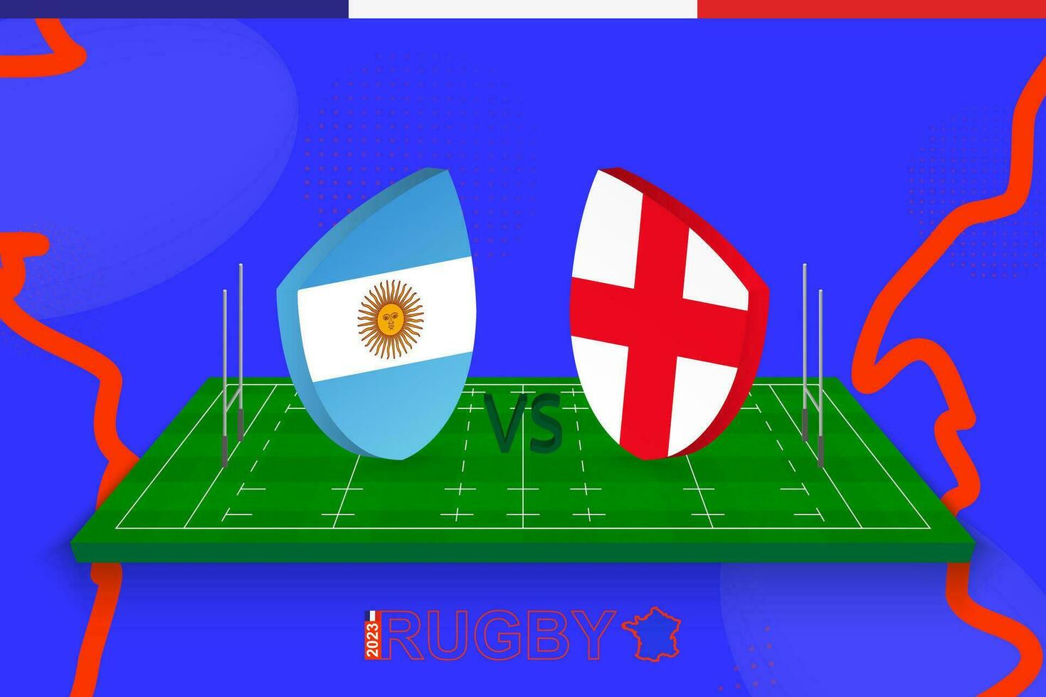 Rugby team Argentina vs England on rugby field. Rugby stadium on abstract background for Bronze Final of international championship. vector