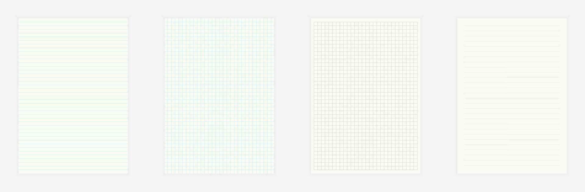 Squared and lined paper sheets collection. vector