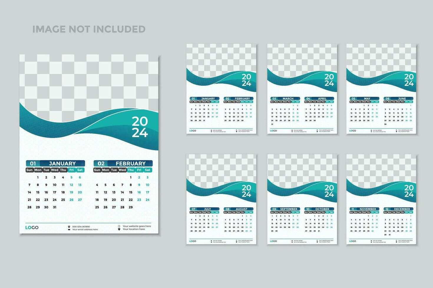 2024 calendar design template vector