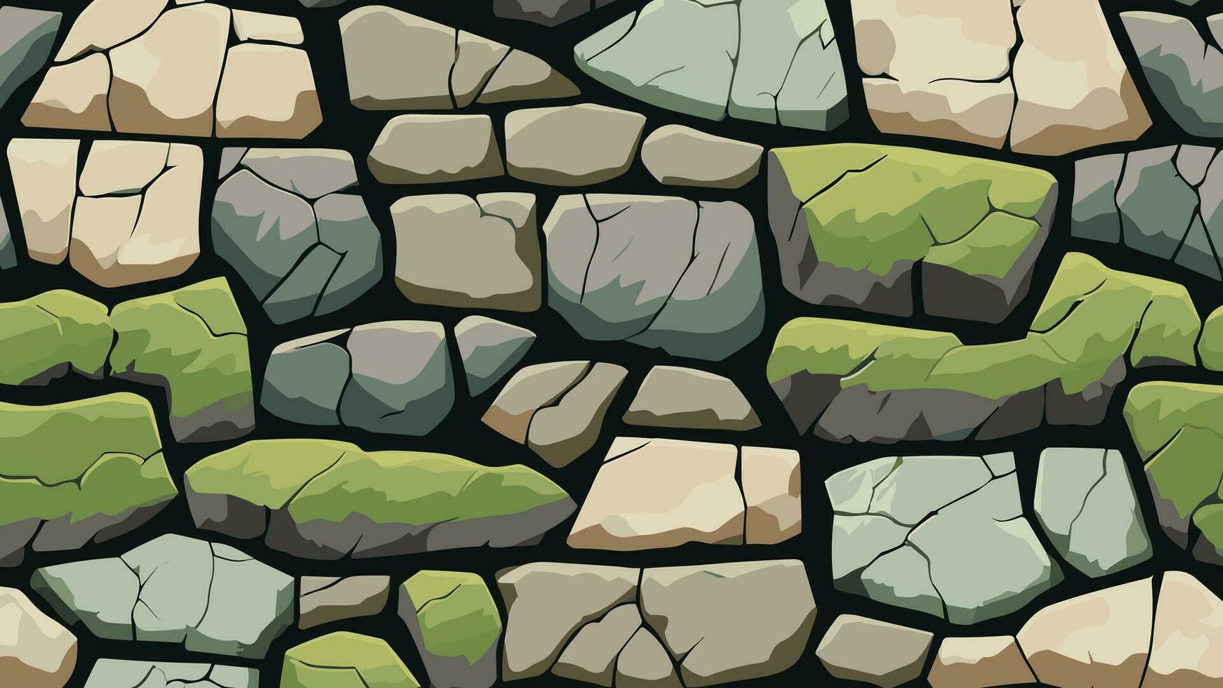 Roca pared con grieta y musgo textura para fondo y fondo de pantalla vector