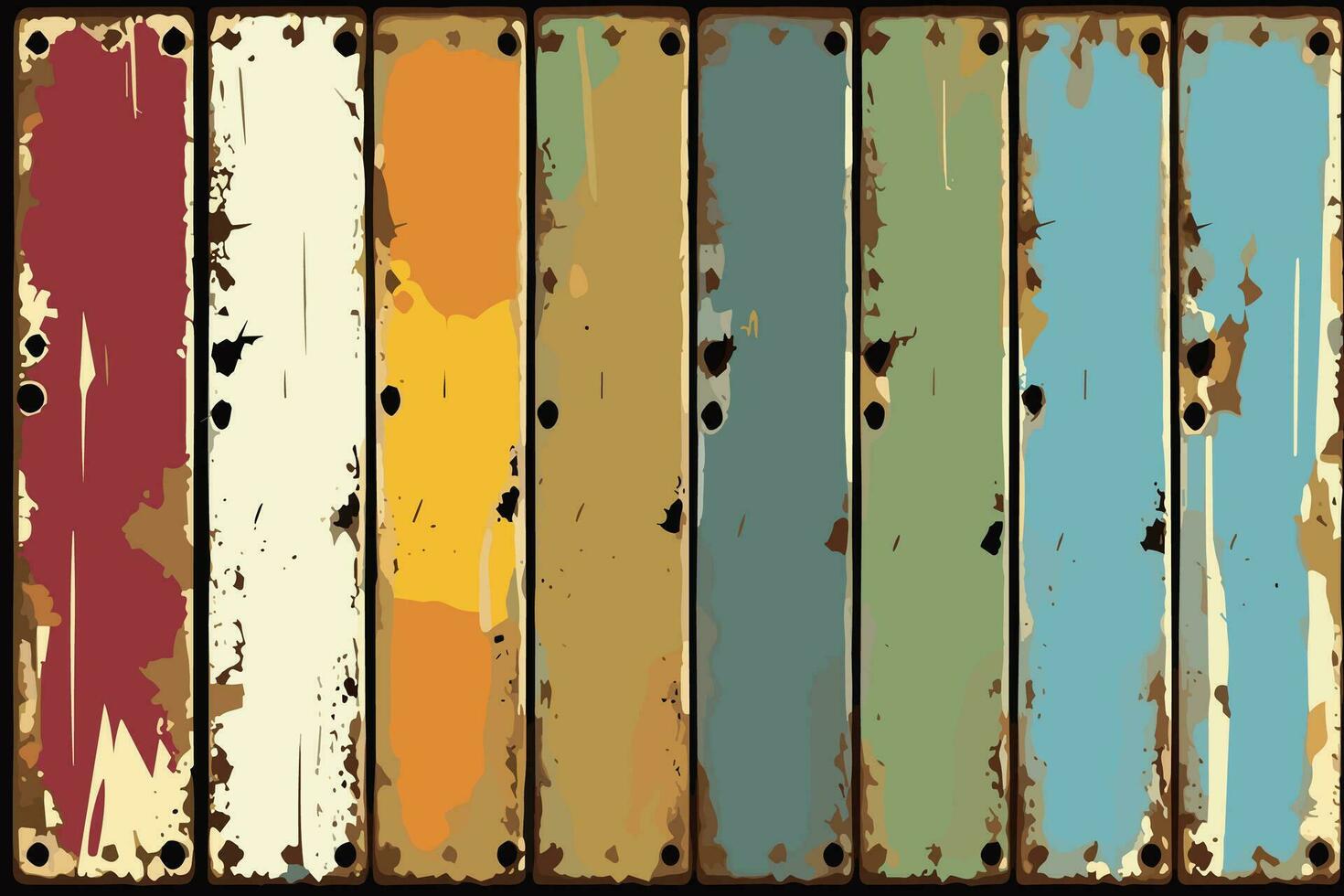 Aged Rustic Metal Texture with Varied Details and Worn Paint Surface for Creative Design Projects, Vintage Art, and Backgrounds vector