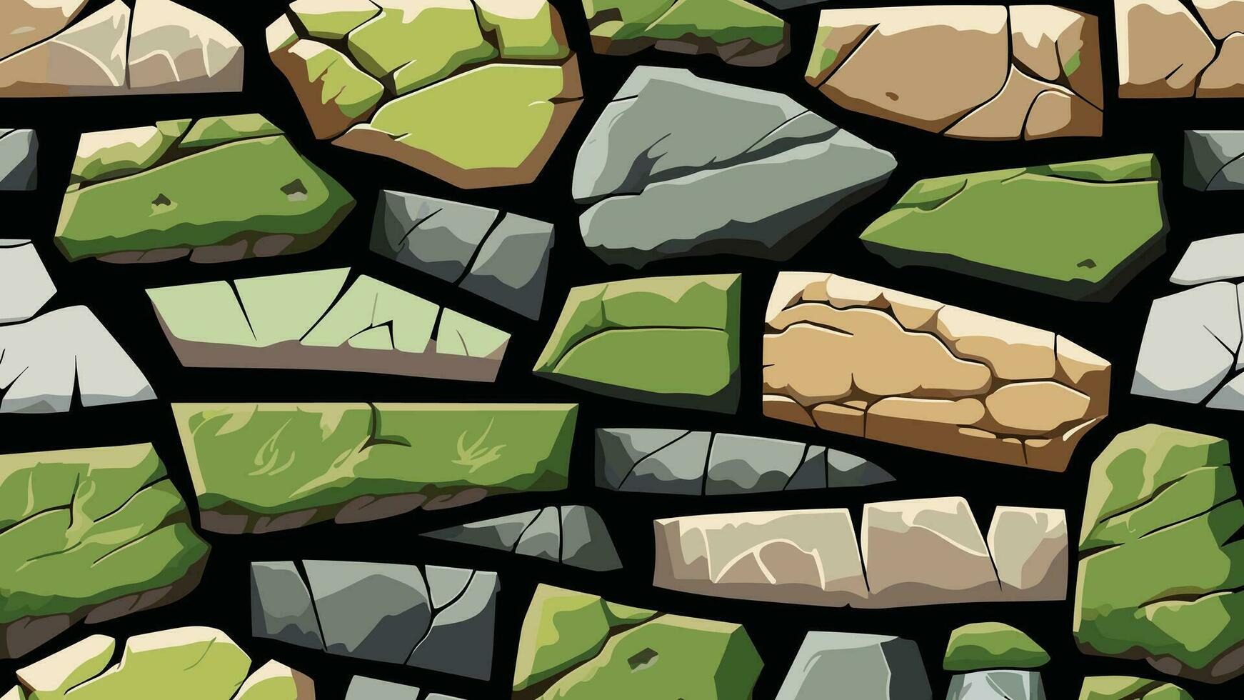 Stone Wall with Crack and Moss Texture for Backdrop and Wallpaper vector