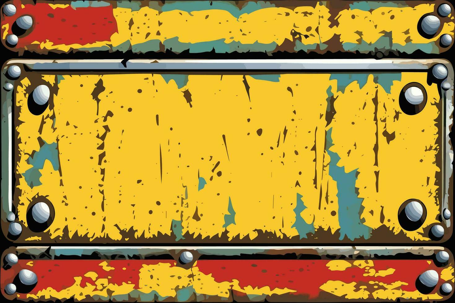 Aged Rustic Metal Texture with Varied Details and Worn Paint Surface for Creative Design Projects, Vintage Art, and Backgrounds vector