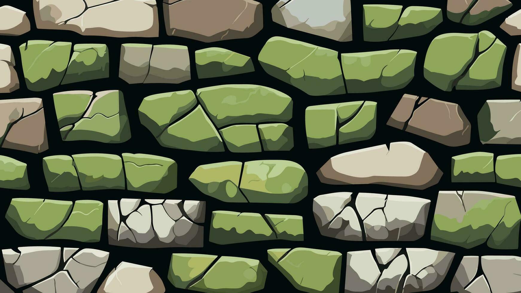 Roca pared con grieta y musgo textura para fondo y fondo de pantalla vector