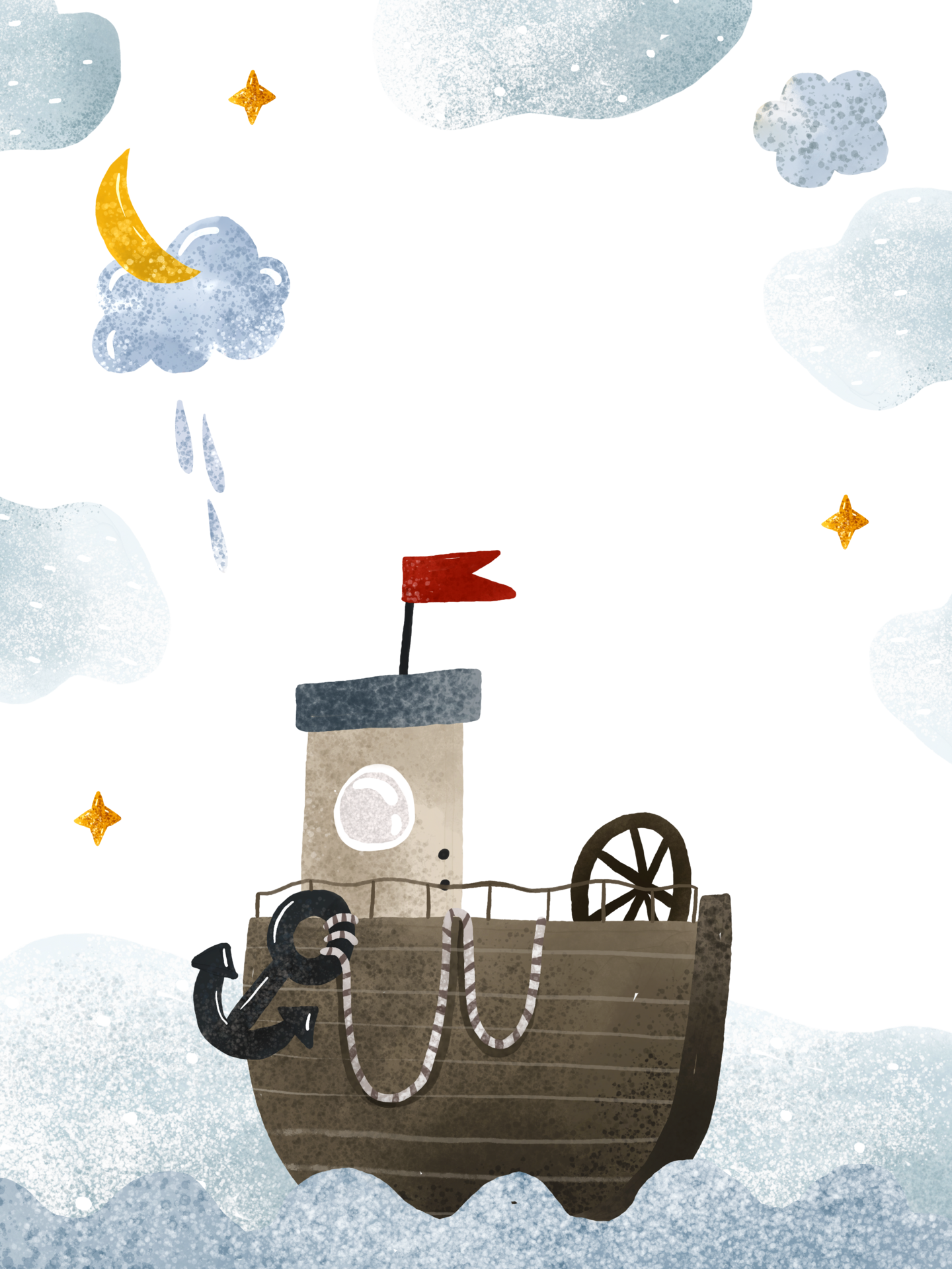 Poster With A Steamship And An Anchor A Red Flag On The High Seas A poster-with-a-steamship-and-an-anchor-a-red-flag-on-the-high-seas-a