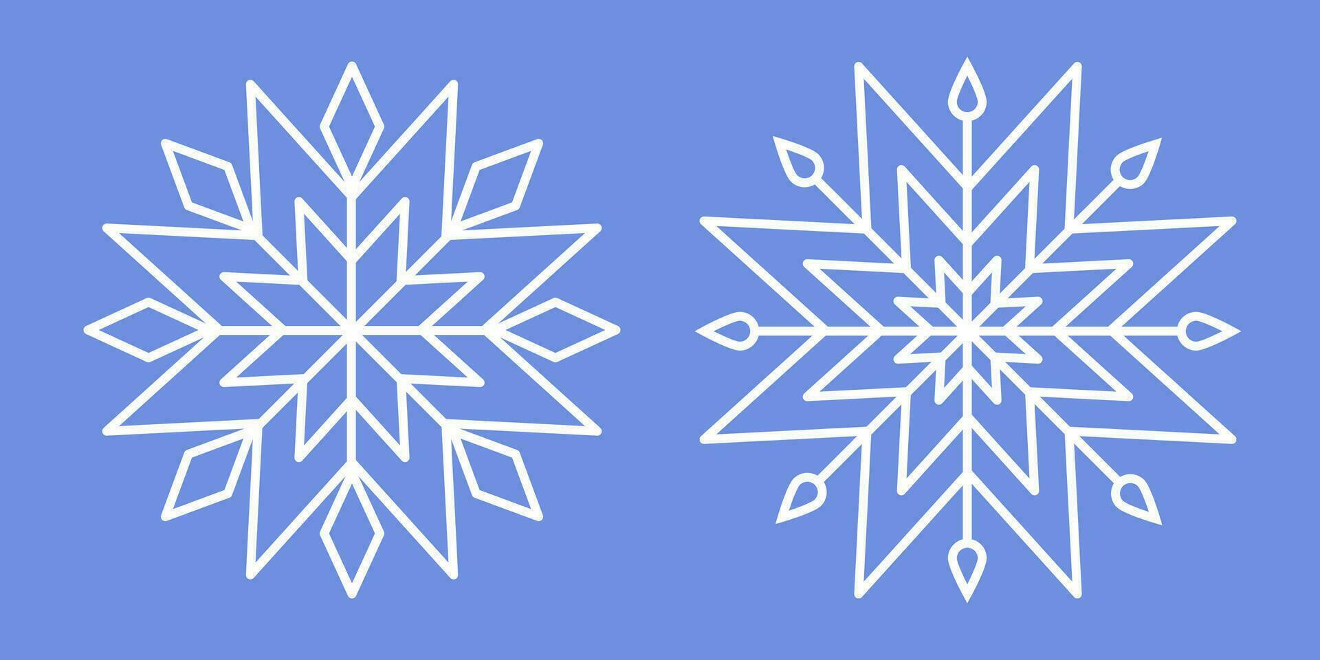 White Snowflakes on blue background. Editable Winter isolated icons in silhouette. Snow Cristals. Simple Line Style vector