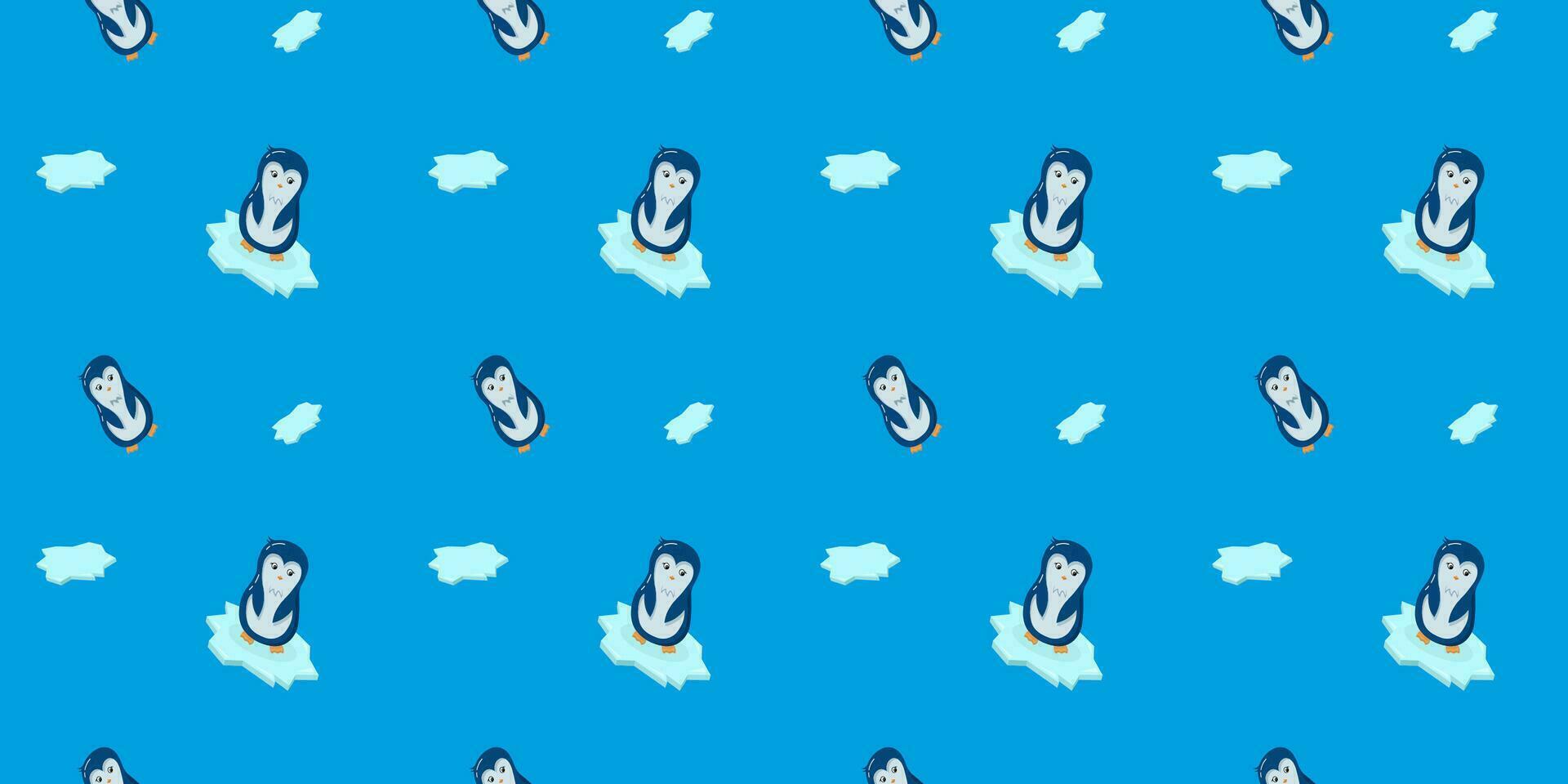 linda pingüino dibujos animados sin costura modelo en azul fondo, editable ilustración para envase papel vector