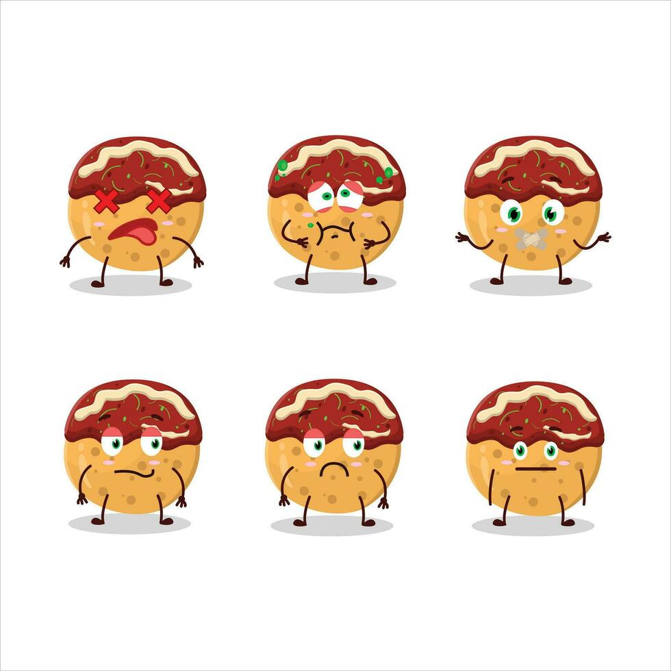 Takoyaki cartoon in character with nope expression vector