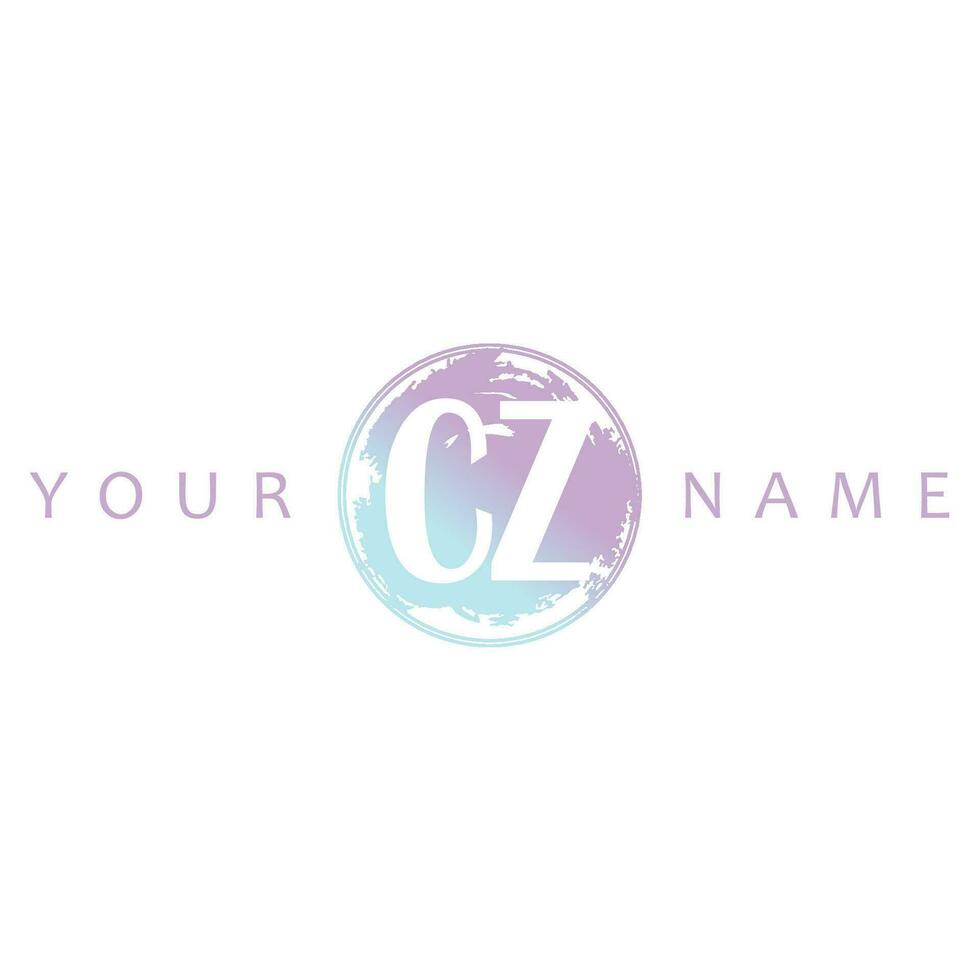 CZ Initial Logo Watercolor Vector Design