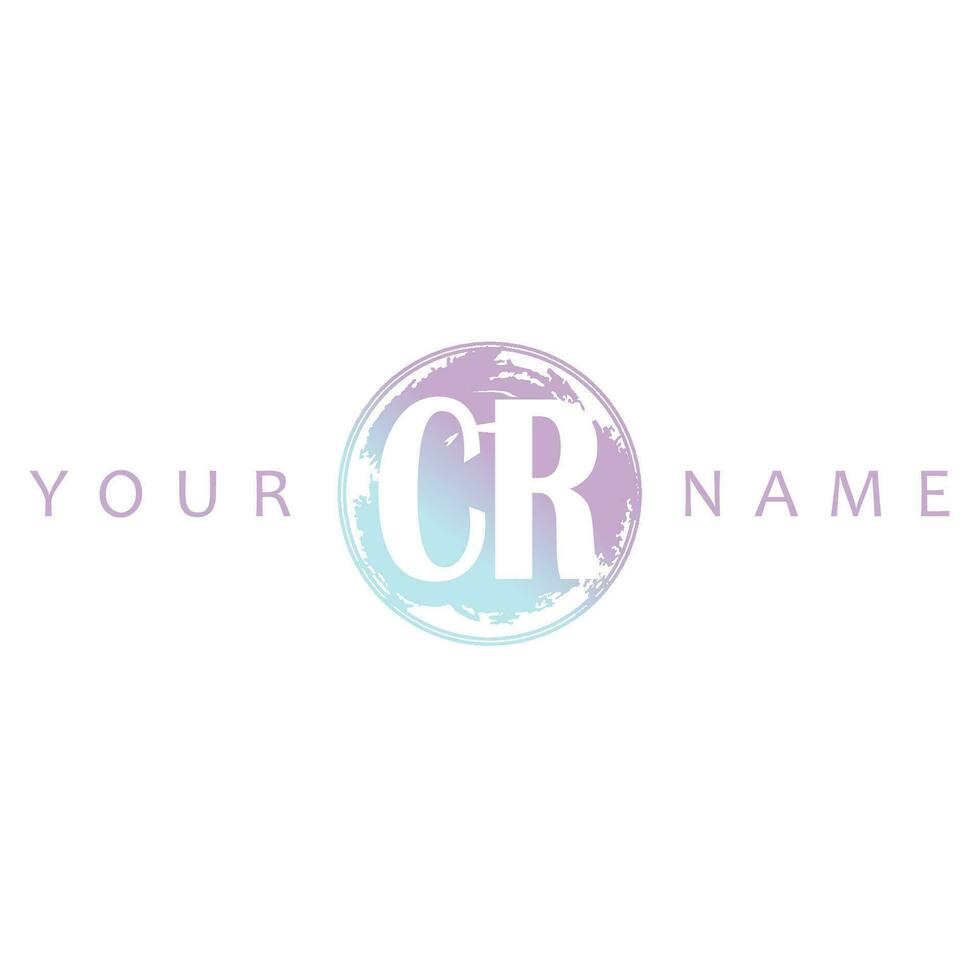 CR Initial Logo Watercolor Vector Design