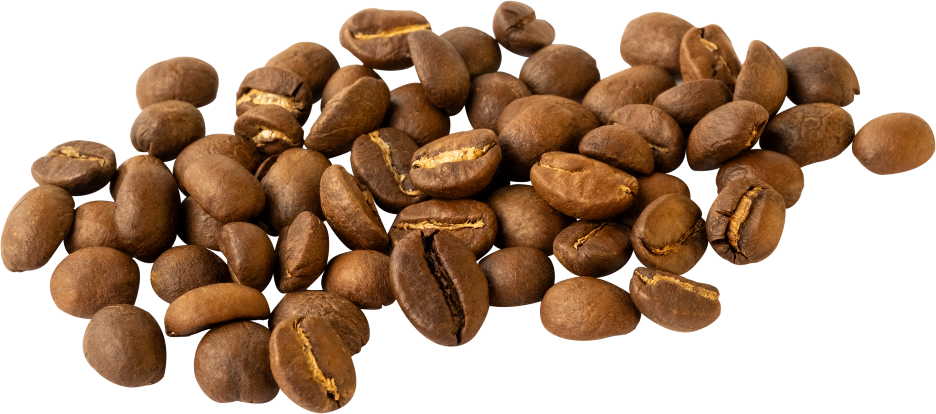 isolated coffee beans cut out on transparent background. png