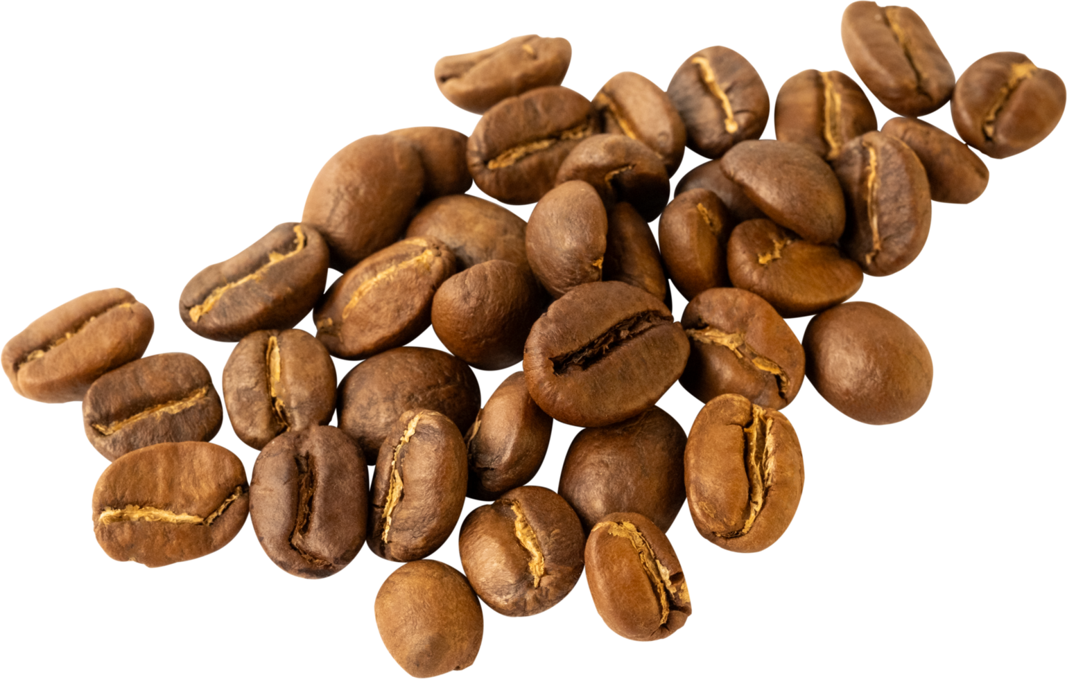 isolated coffee beans cut out on transparent background. png