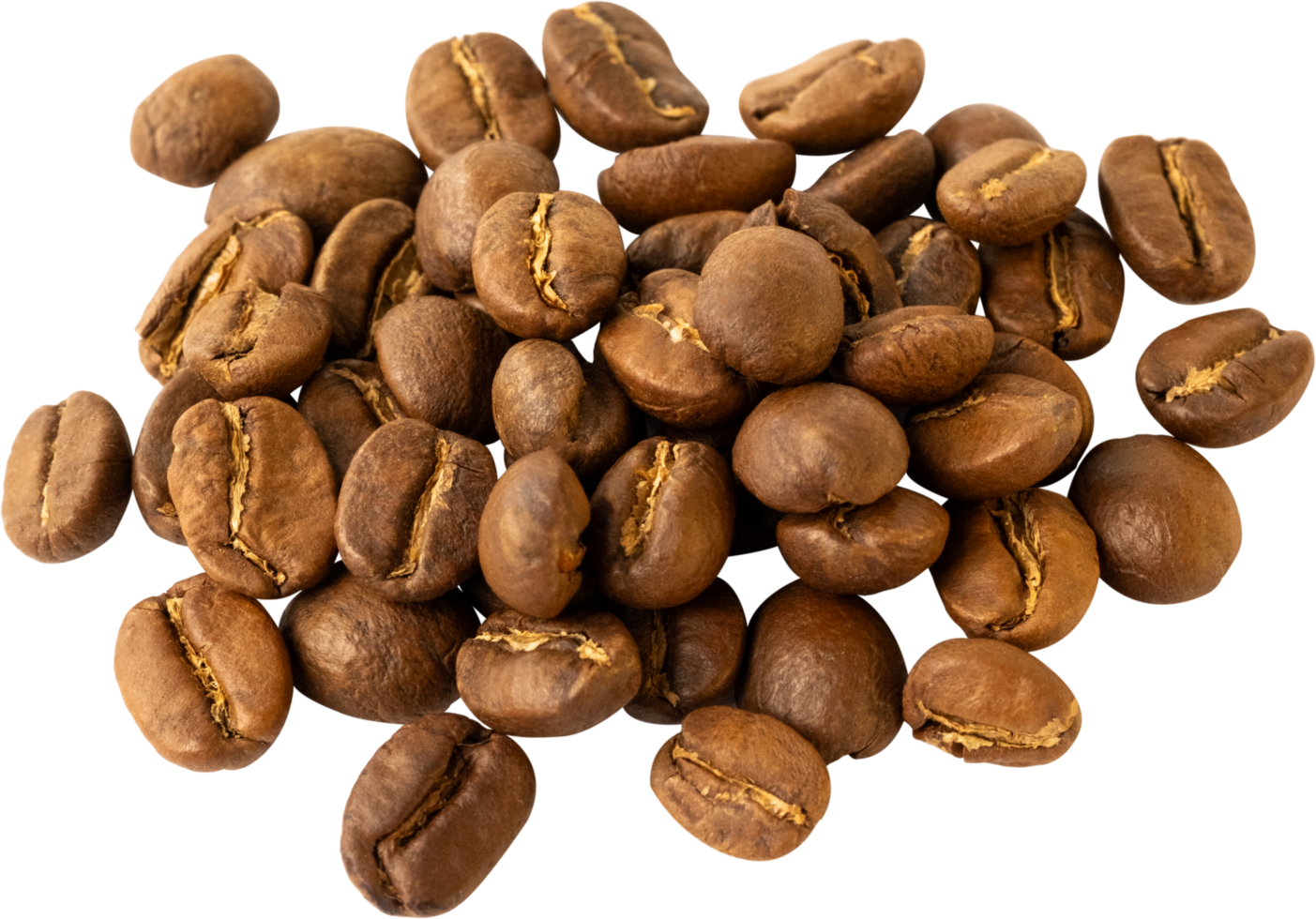 isolated coffee beans cut out on transparent background. png