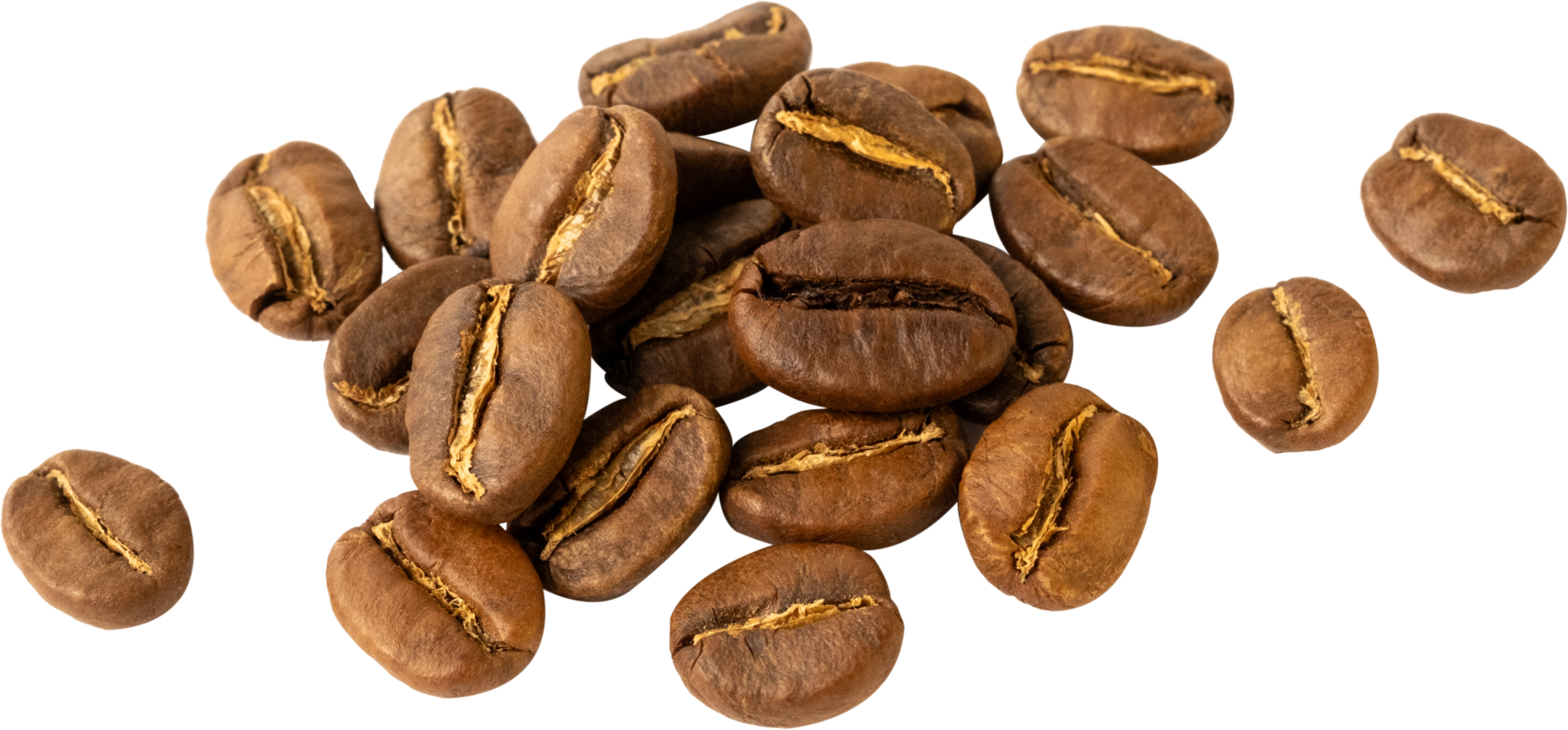 isolated coffee beans cut out on transparent background. png