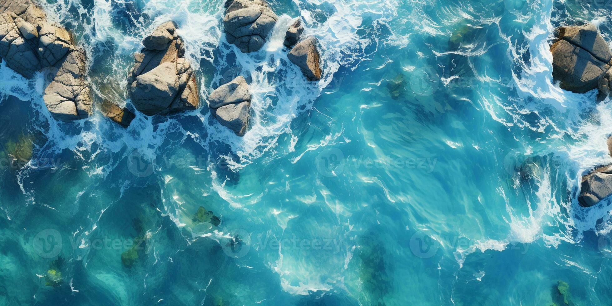 Relaxing aerial view beach, nature holiday template banner, sea shore, coastline, AI Generative photo
