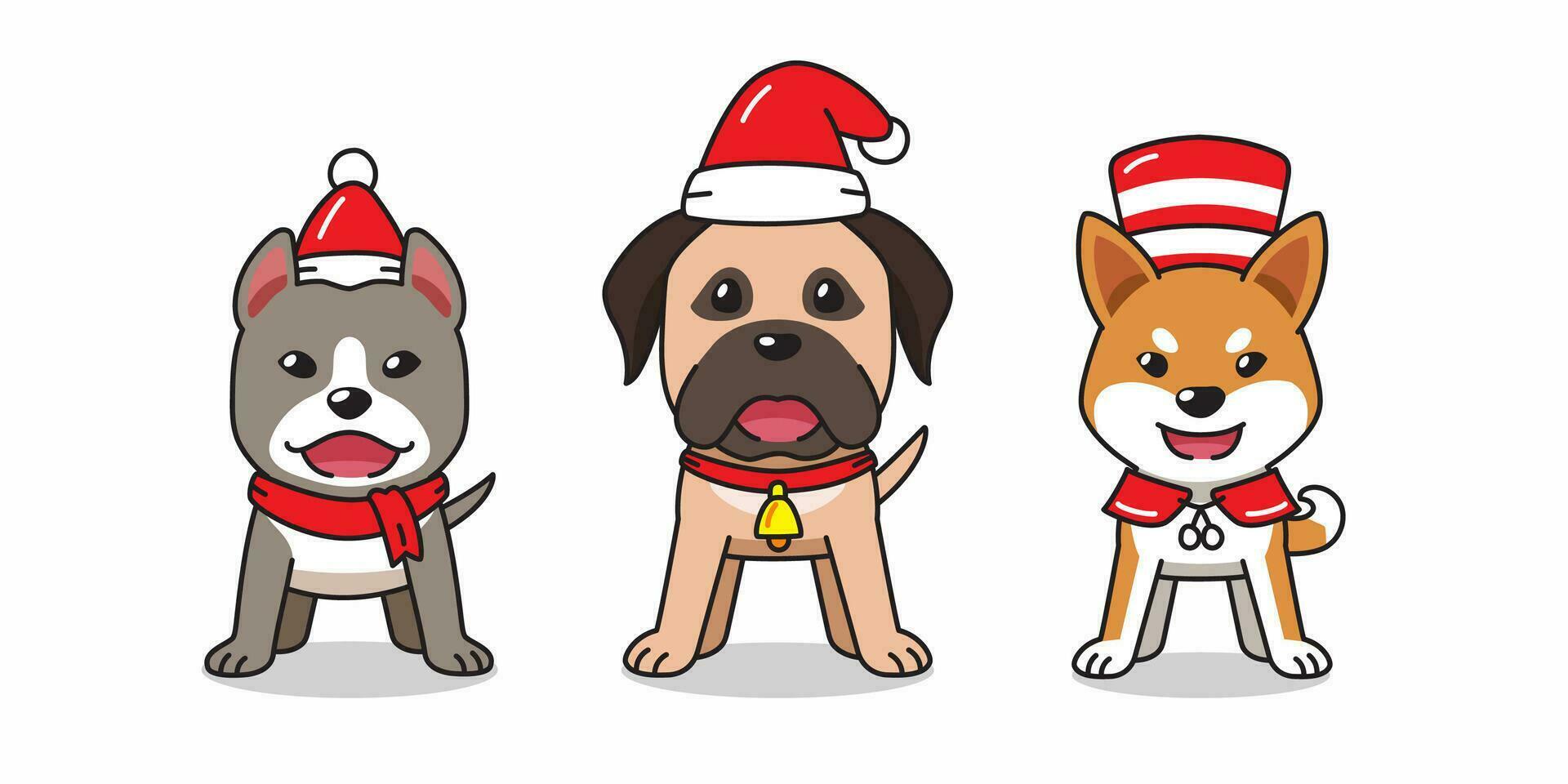Vector cartoon character dogs christmas costumes
