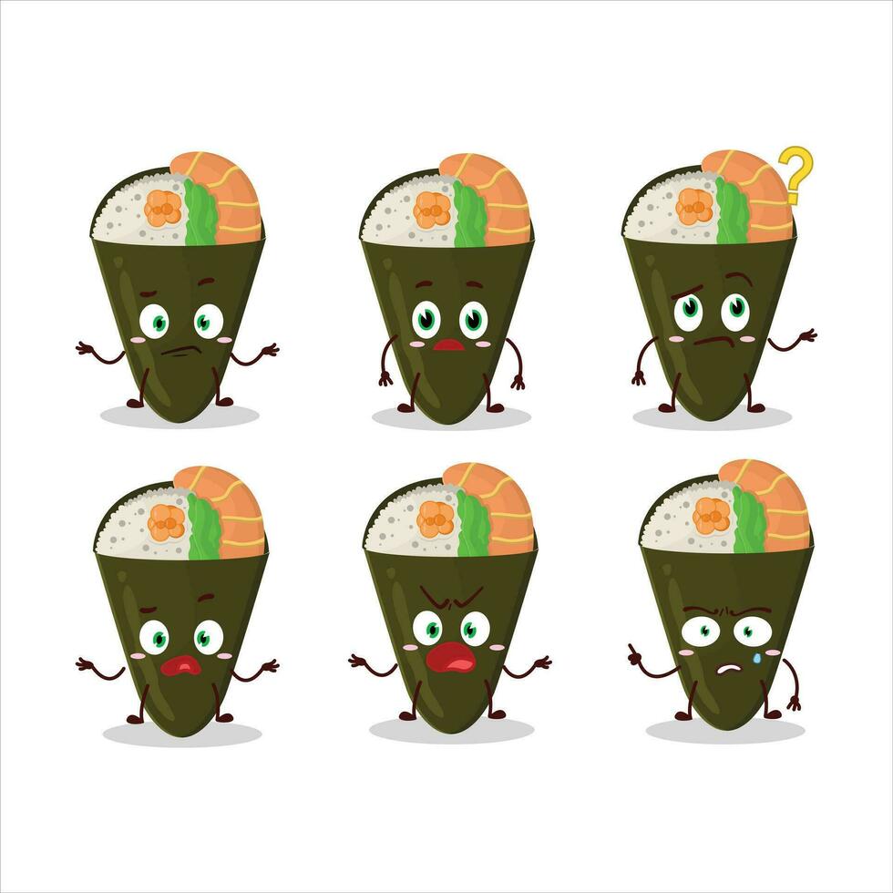 Cartoon character of temaki with what expression vector