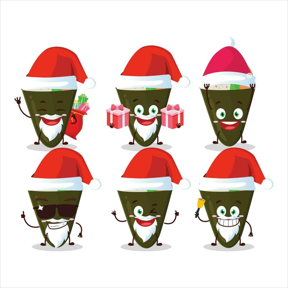 Papa Noel claus emoticones con temaki dibujos animados personaje vector