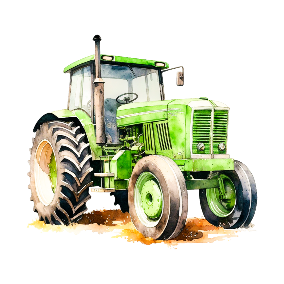 Green big four wheel tractor Generative Ai png