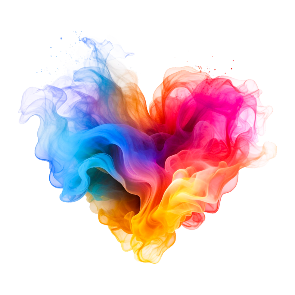 Wave And Smoke In Heart Shape Of Different Rainbow Color  Generative Ai png