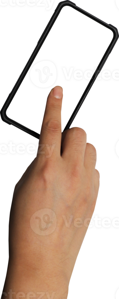 Transparent image of finger touching on mobile phone png