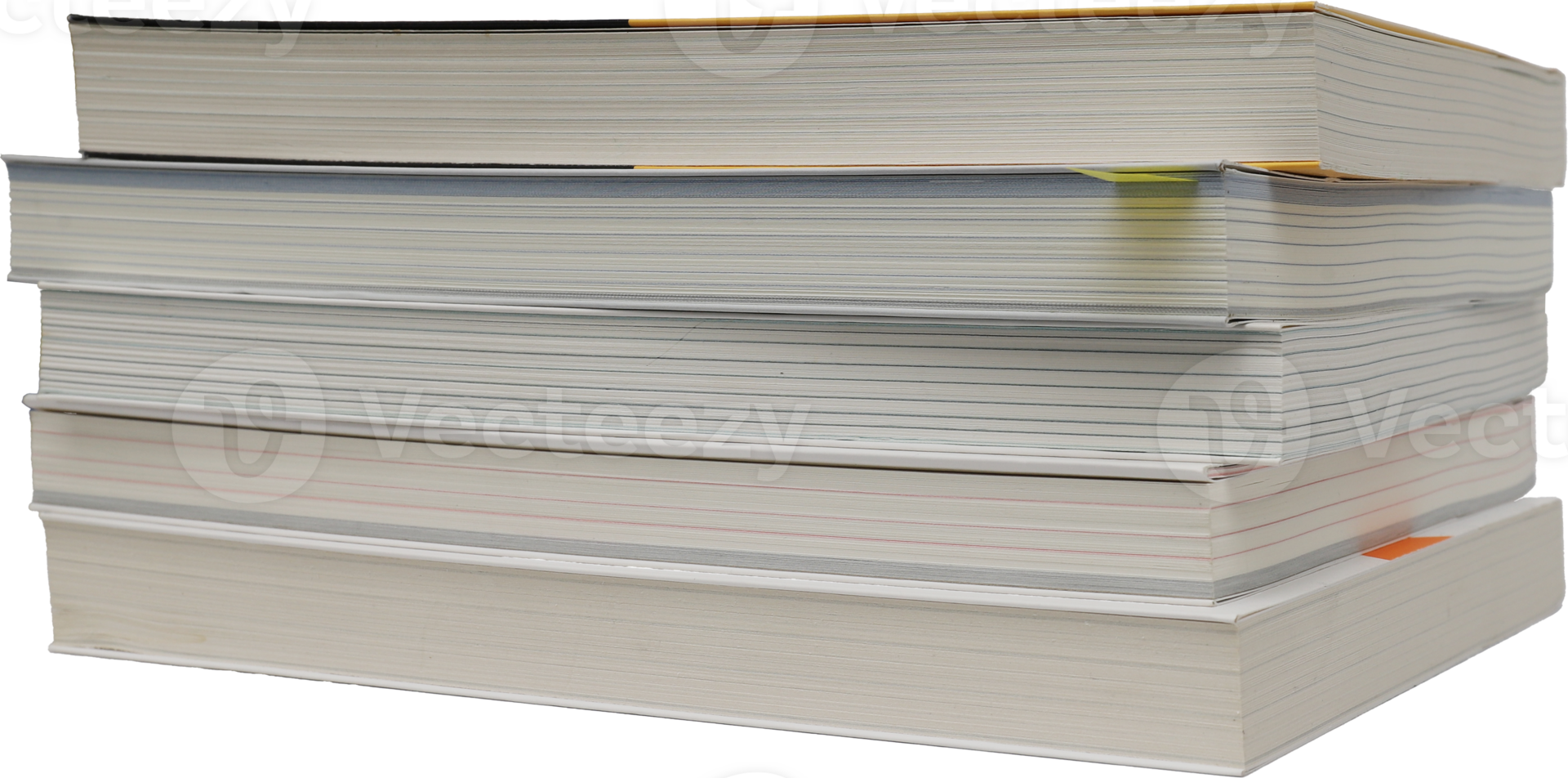 Photo of 5 books stacked horizontally with transparent background png