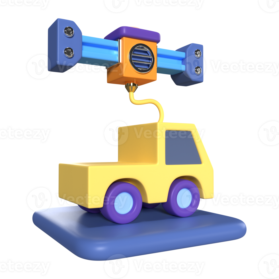 Printing Car 3D Illustration Icon png