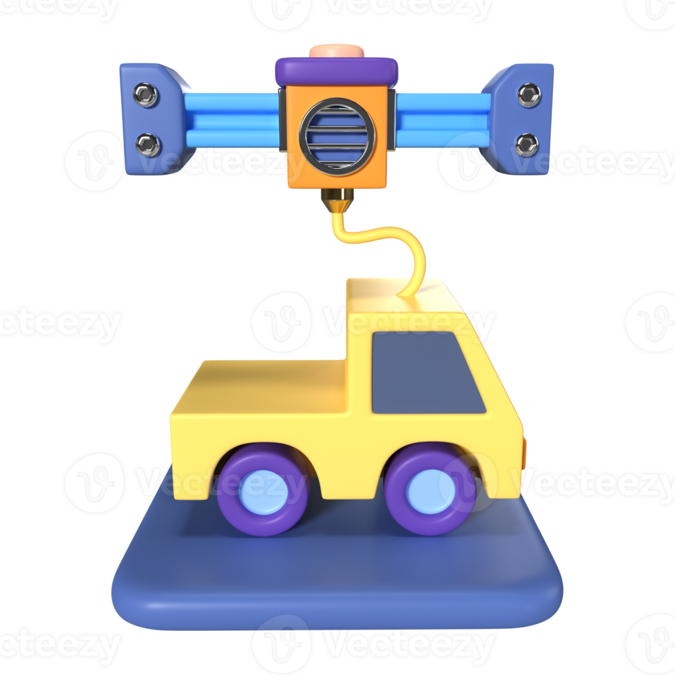 Printing Car 3D Illustration Icon png