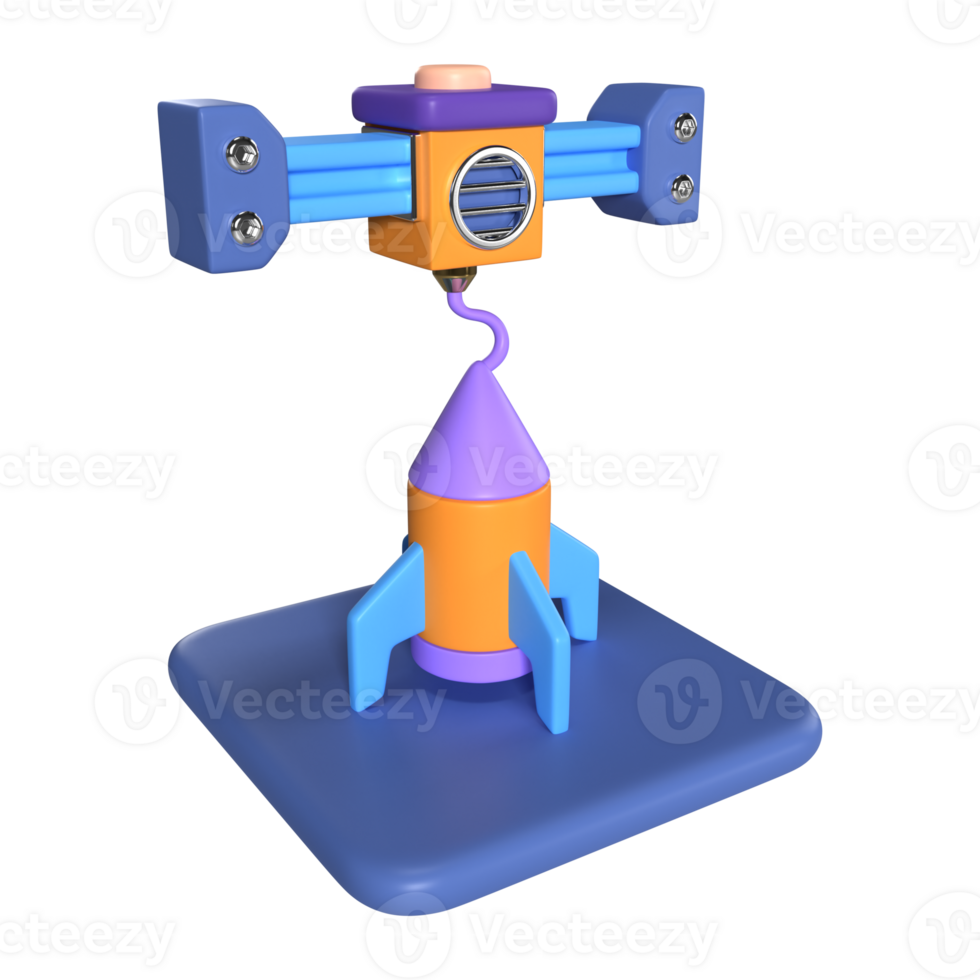 Printing Rocket 3D Illustration Icon png