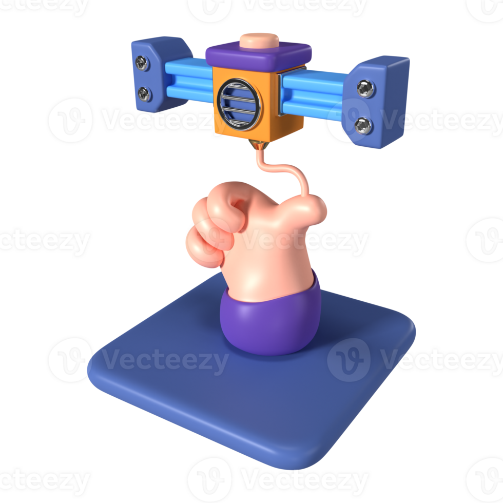 Printing Hand 3D Illustration Icon png