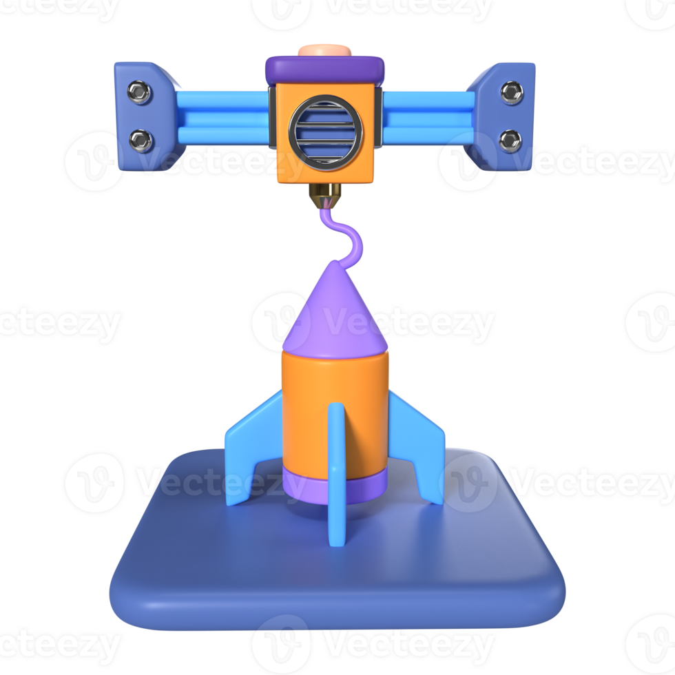 Printing Rocket 3D Illustration Icon png