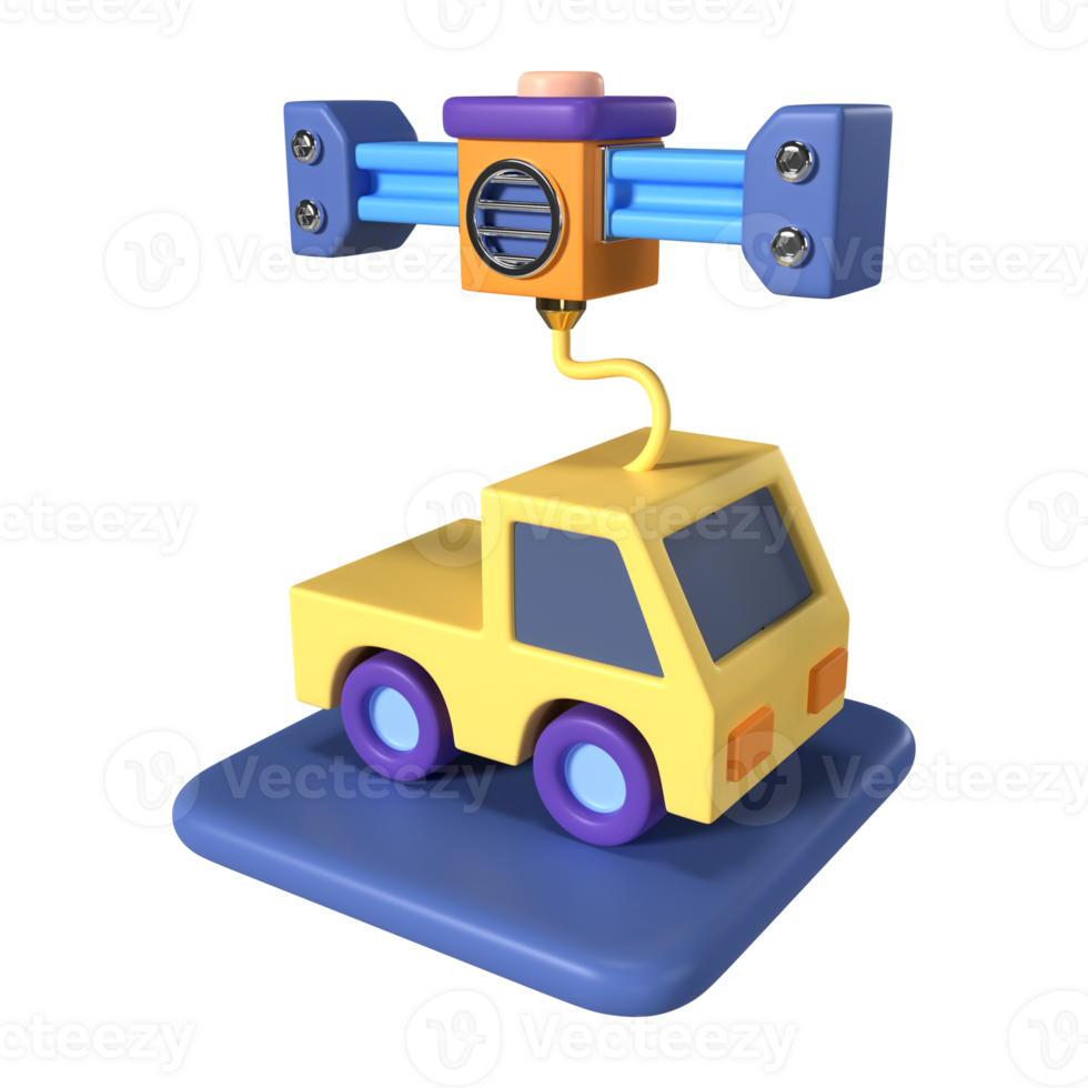 Printing Car 3D Illustration Icon png