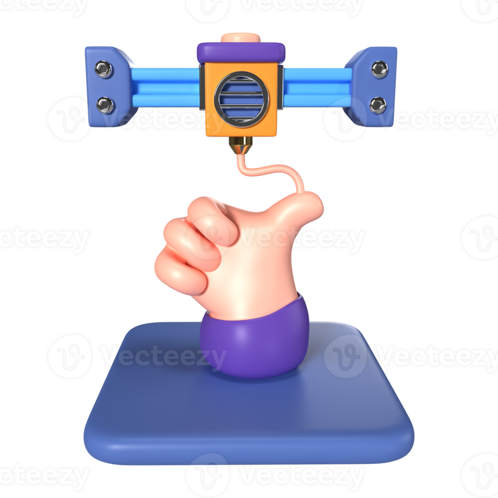 Printing Hand 3D Illustration Icon png