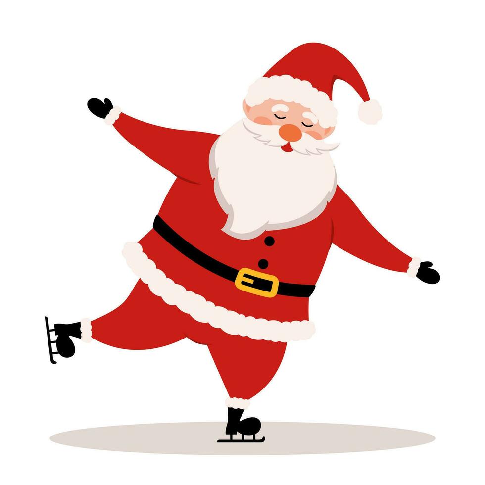 Santa Claus is skating. Vector illustration.