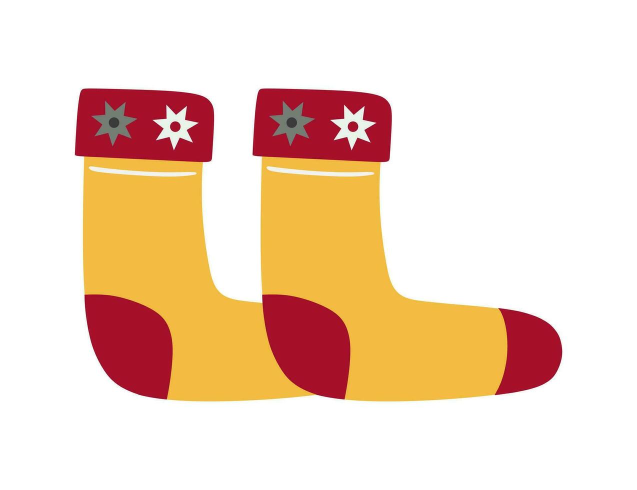 Yellow and red Socks. Vector Illustration Flat