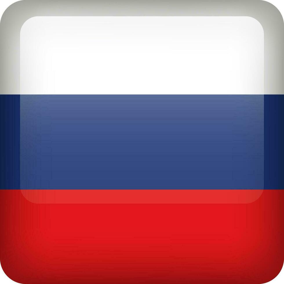 3d vector Rusia bandera lustroso botón. ruso nacional emblema. cuadrado icono con bandera de Rusia.