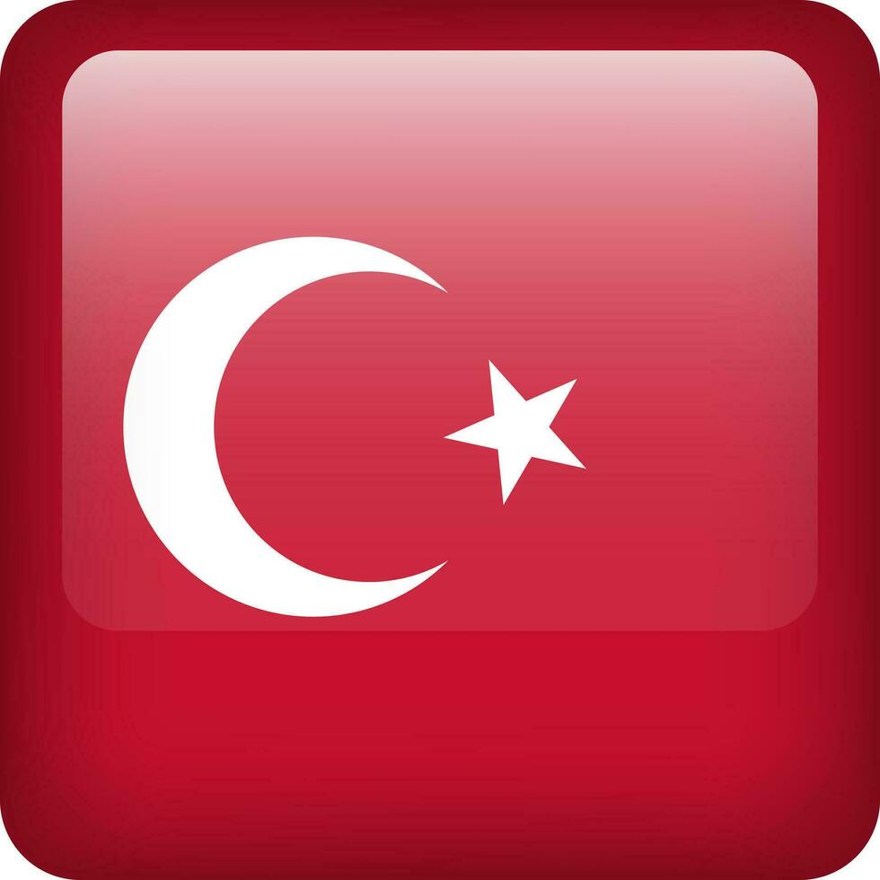 Turquía bandera botón. cuadrado emblema de pavo. vector turco bandera, símbolo. colores correctamente.