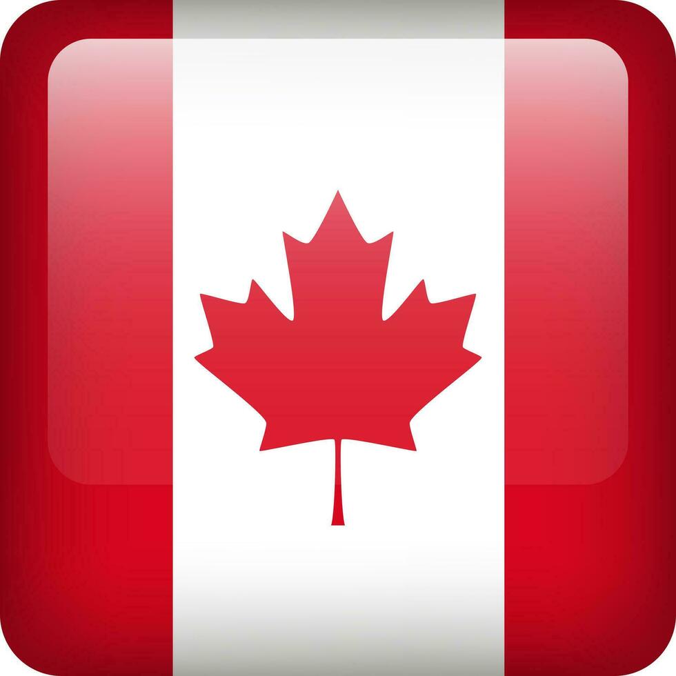 Canada flag button. Square emblem of Canada. Vector Canadian flag, symbol. Colors correctly.