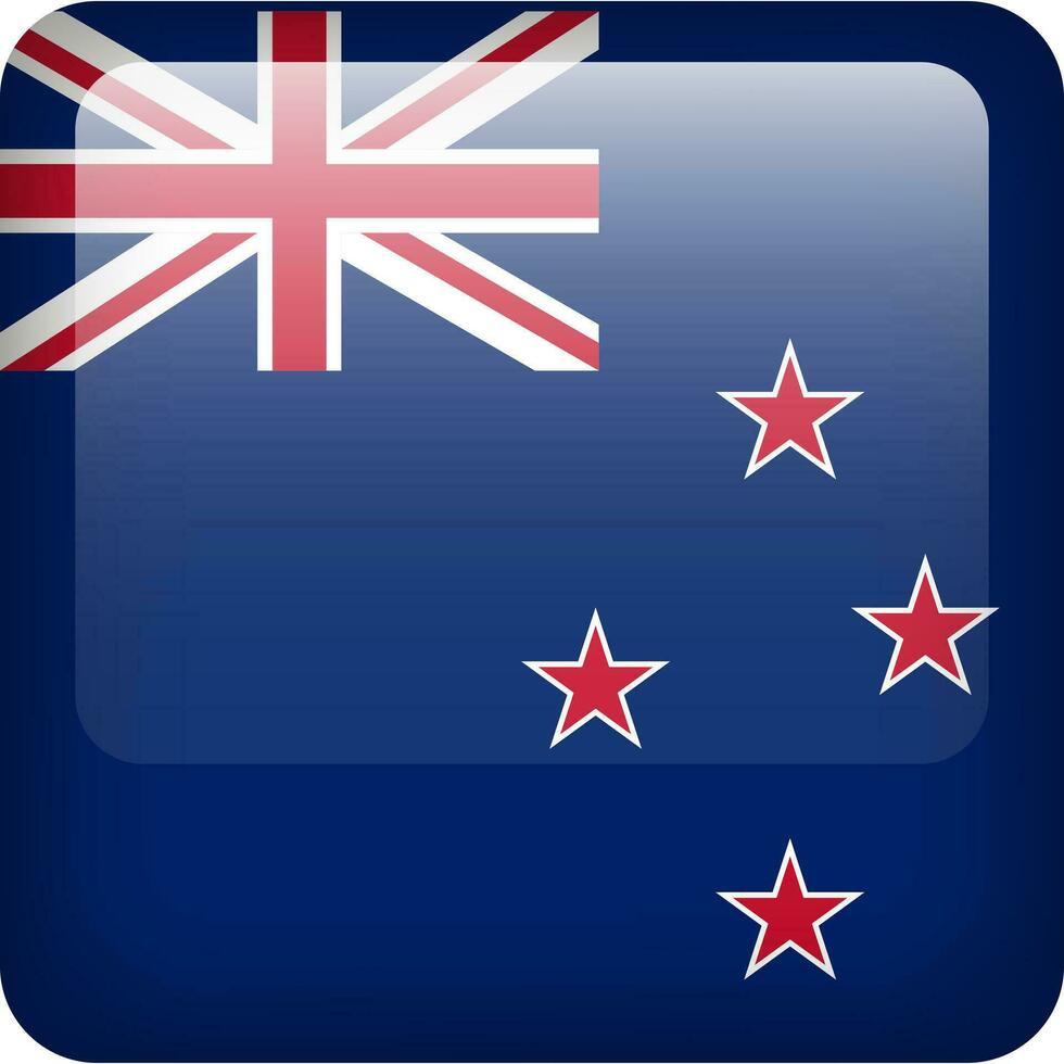 New Zealand flag button. Square emblem of New Zealand. Vector New Zealand flag, symbol. Colors correctly.