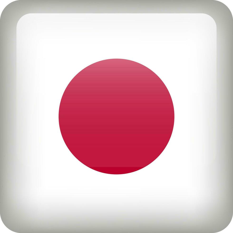 Japan flag button. Square emblem of Japan. Vector Japanese flag, symbol. Colors correctly.