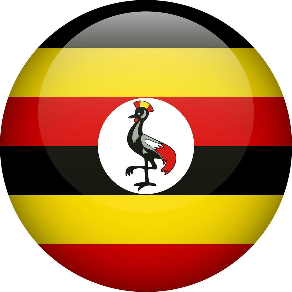 Uganda bandera botón. redondo bandera de Uganda. vector bandera, símbolo. colores y proporción correctamente.