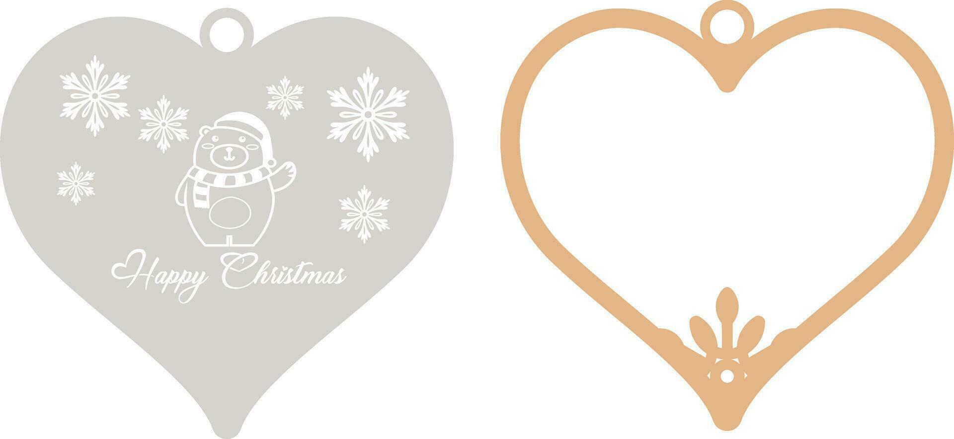 Heart-Shape Christmas Decor, Multilayer Cut Template vector