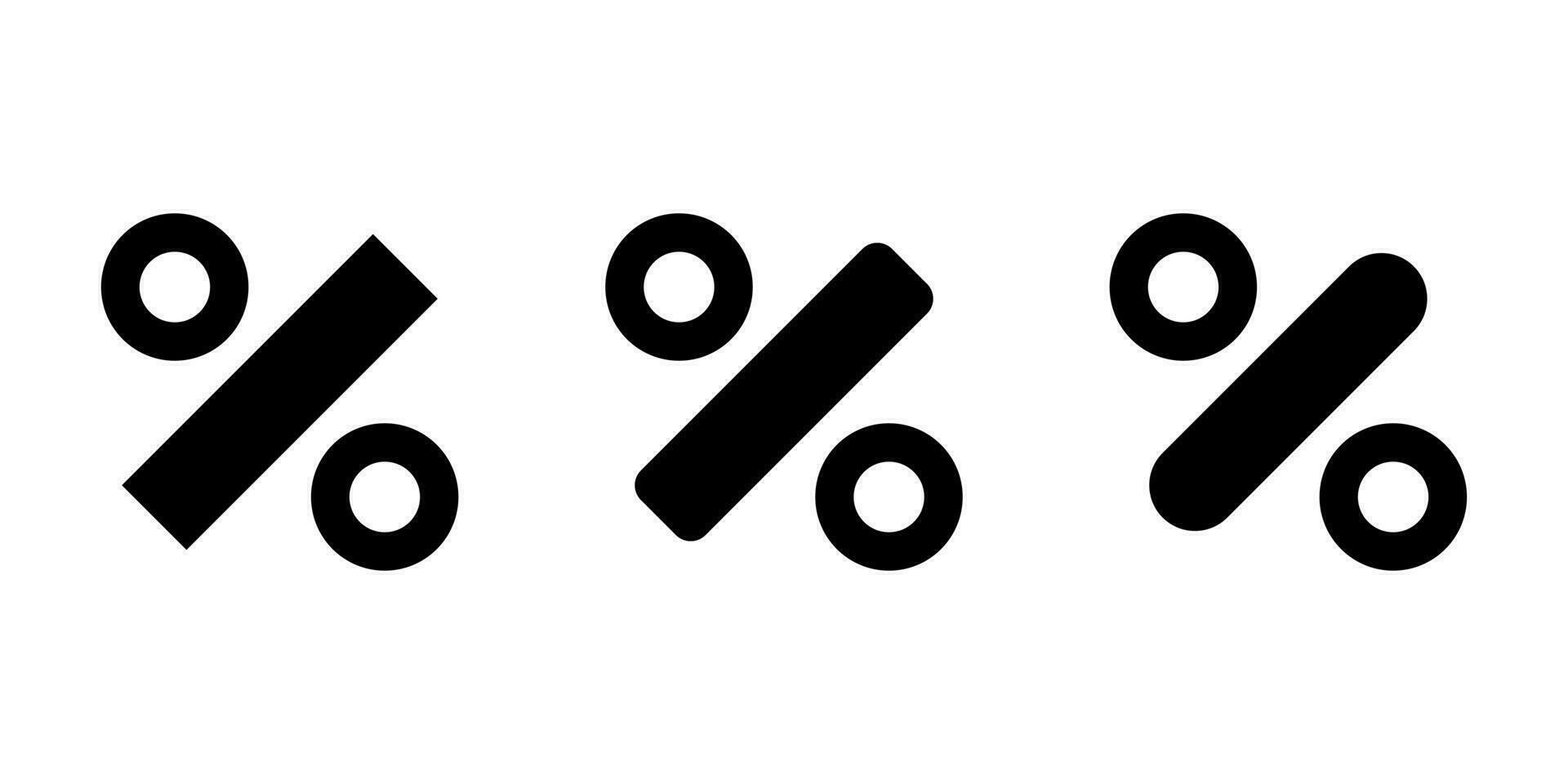 Percent symbol icon vector isolated on white background. Discount, percentage sign set