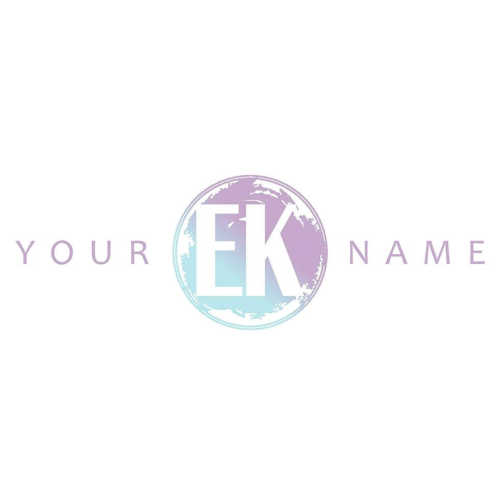 EK Initial Logo Watercolor Vector Design