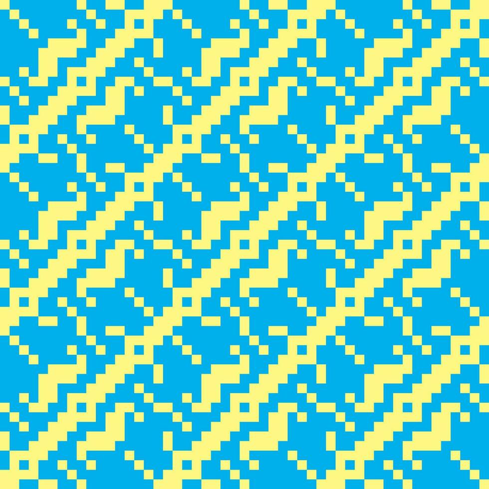 a blue and yellow pixel pattern vector