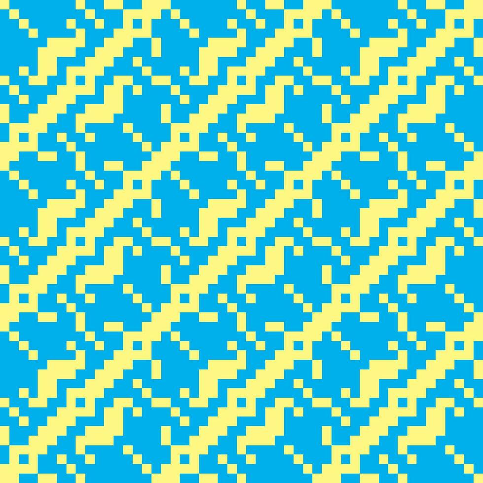 a blue and yellow pixel pattern vector