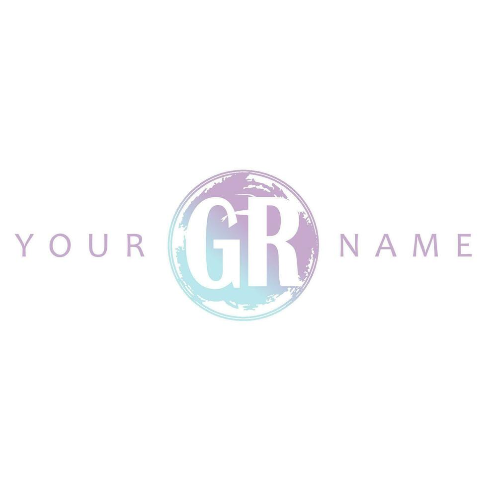 GR Initial Logo Watercolor Vector Design